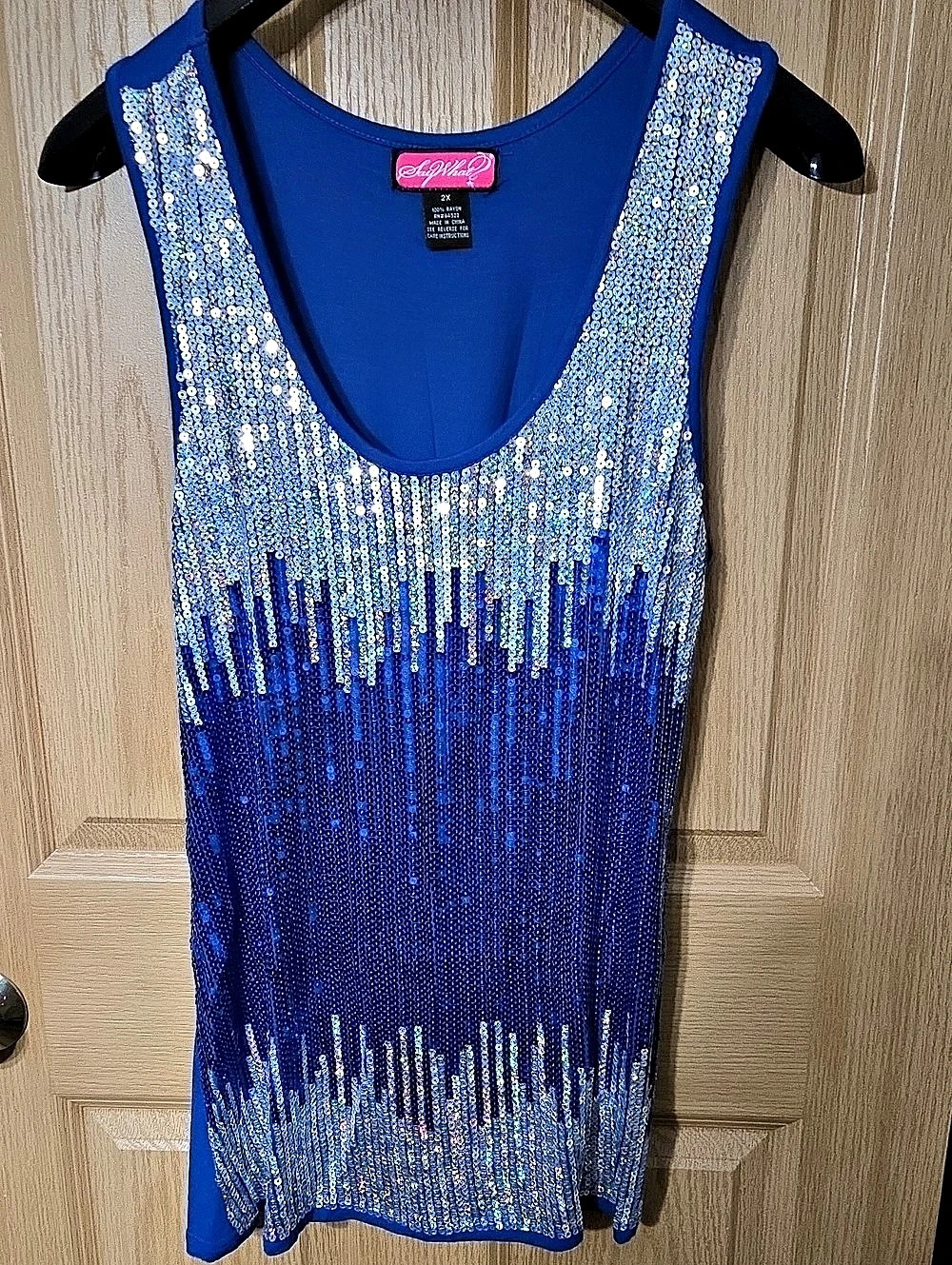 Sey What? Sequin Color Block Tank Size 2X Like New